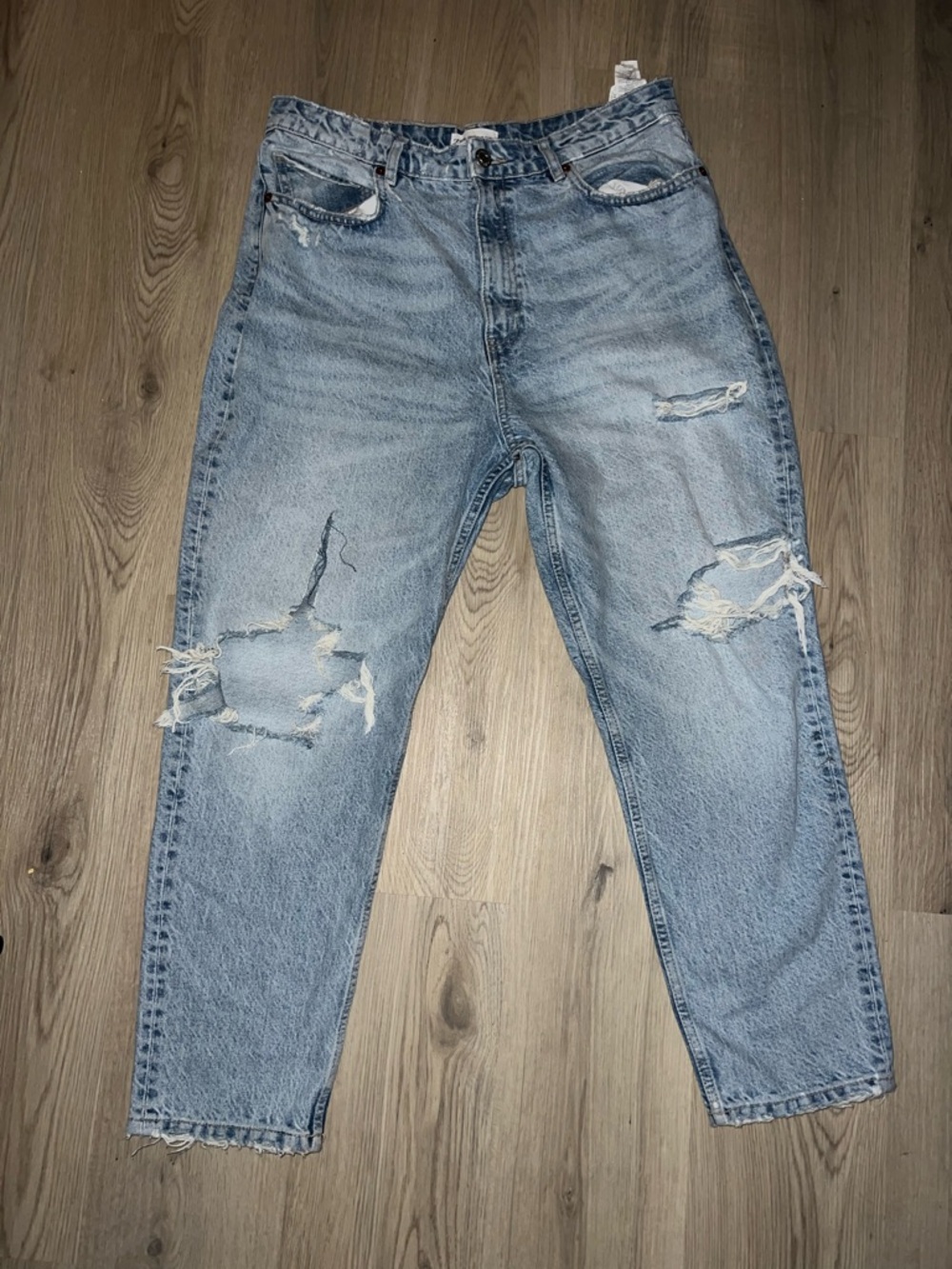 ZARA Womens Light Blue Distressed Jeans Size 14
